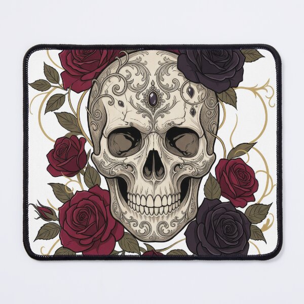 Item preview, Elegant Gothic Skull and Crimson Roses designed and sold by Kate1art.