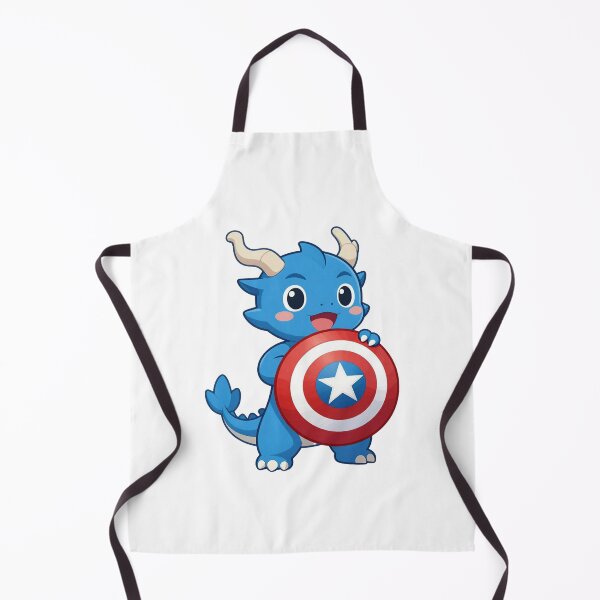 Item preview, cute baby blue dragon with patriotic superhero star shield chibi designed and sold by WildArtIT.