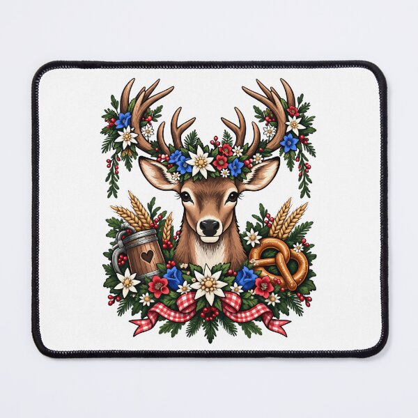 Item preview, Deer with flowers and pretzel – Bavarian Oktoberfest designed and sold by gordonbwyashop.