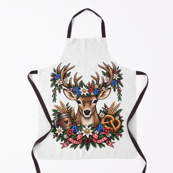 Artikelvorschau, Hirsch mit Blumen und Brezel – Bayerisches Oktoberfest entworfen und verkauft von gordonbwyashop.
