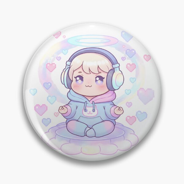 Item preview, Kawaii Pastel Meditation Baby Angel with Headphones designed and sold by VibranPalette.