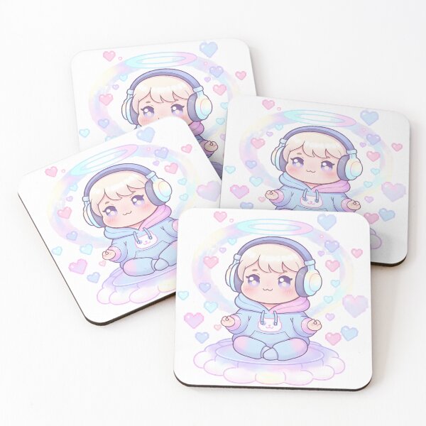 Item preview, Kawaii Pastel Meditation Baby Angel with Headphones designed and sold by VibranPalette.