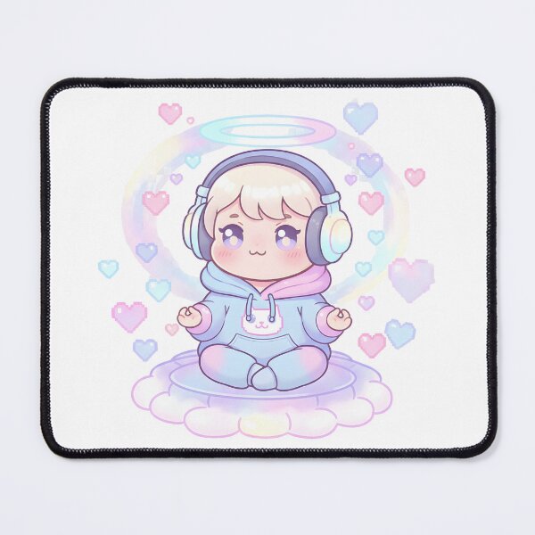 Item preview, Kawaii Pastel Meditation Baby Angel with Headphones designed and sold by VibranPalette.