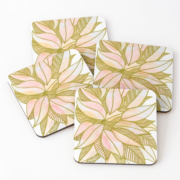 Item preview, Blush Pink and Gold-Toned Botanical Leaves designed and sold by ArithraStudio.
