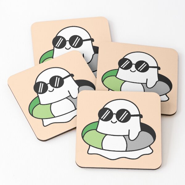 Item preview, Cute Aromantic Pride Ghost with Sunglasses Summer Pool Vibes designed and sold by Cannaxes Studio.