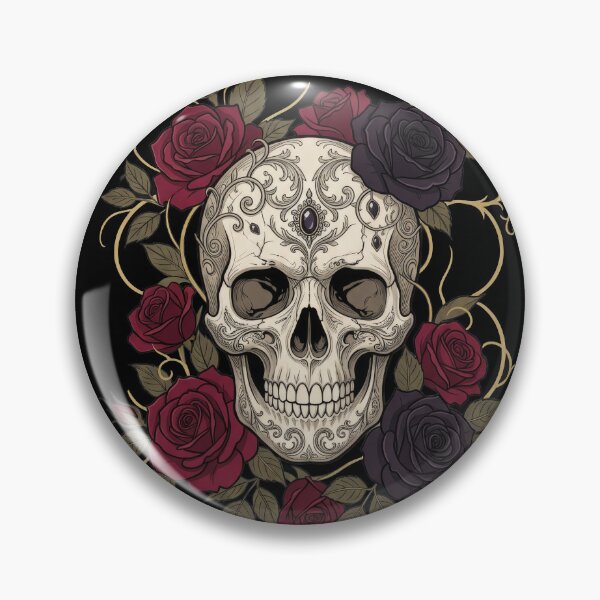 Item preview, Dark Elegant Gothic Skull and Crimson Roses - 3 designed and sold by Kate1art.