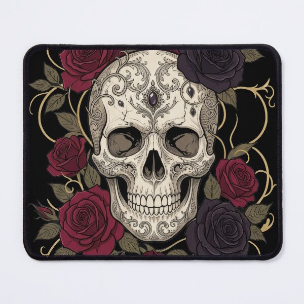 Item preview, Dark Elegant Gothic Skull and Crimson Roses - 3 designed and sold by Kate1art.