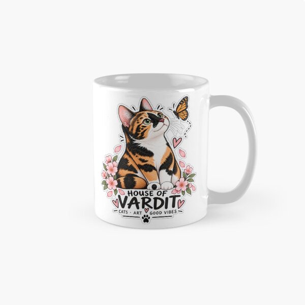 Item preview, House of Vardit – Calico Cat, Butterfly & Cherry Blossoms designed and sold by House of Vardit.