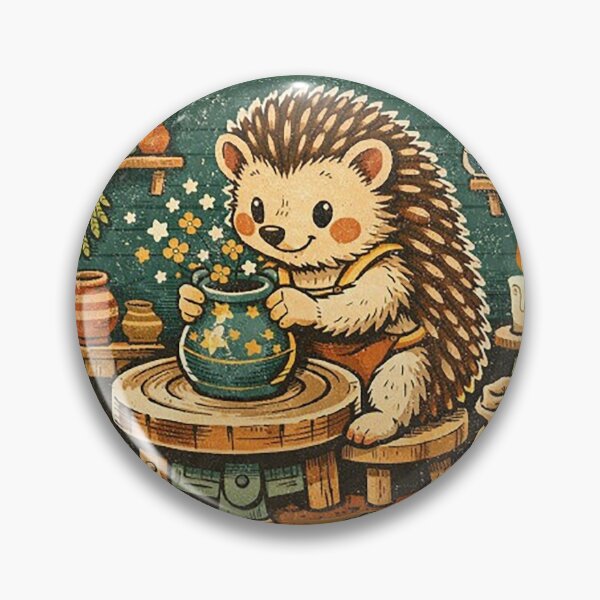 Item preview, Made by Hand – Whimsical Hedgehog Pottery Illustration designed and sold by Dogandesighn.