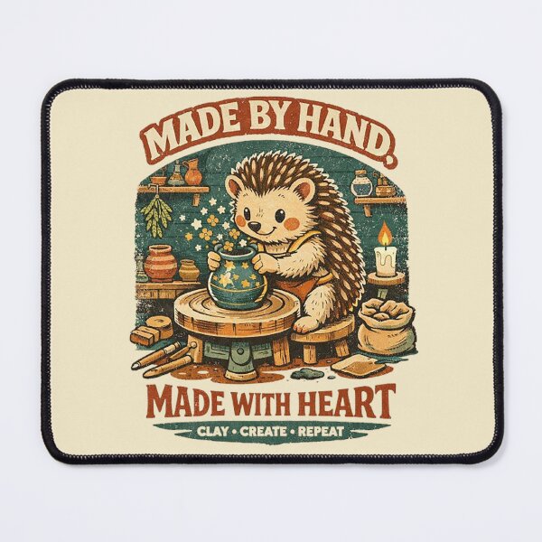 Item preview, Made by Hand – Whimsical Hedgehog Pottery Illustration designed and sold by Dogandesighn.