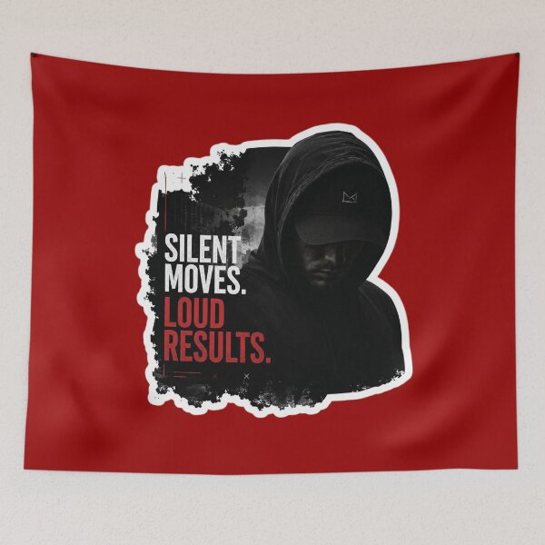 Item preview, Silent Moves Loud Results Hooded Figure Motivational Sticker designed and sold by Scro-Ciob-Shop.