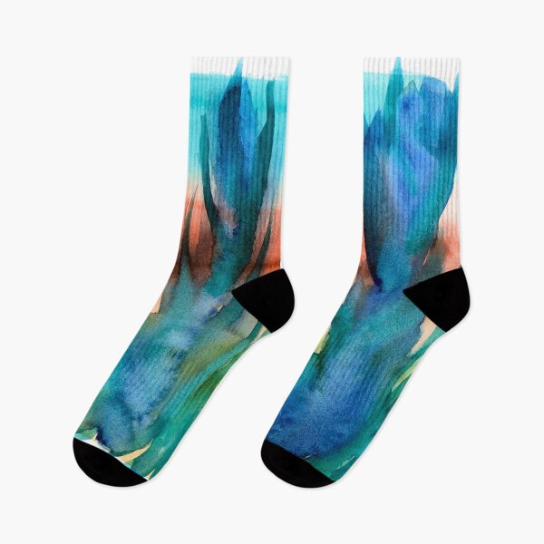 Item preview, Blue Teal and Coral Abstract Watercolour designed and sold by ArithraStudio.