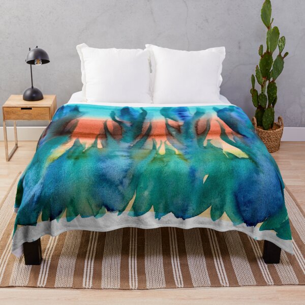 Item preview, Blue Teal and Coral Abstract Watercolour designed and sold by ArithraStudio.