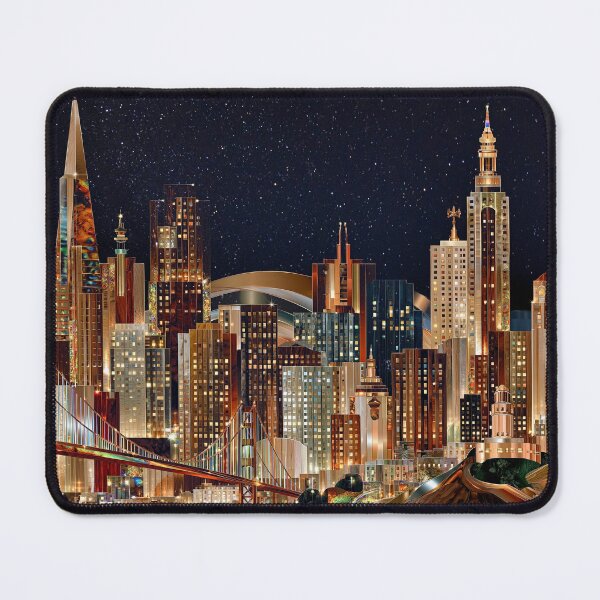Item preview, Golden Gate Nocturne - Stylized San Francisco Skyline Stunning Night Cityscape designed and sold by Rocky Mountain Artistry.