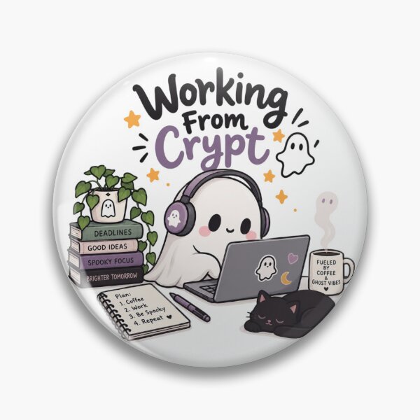 Item preview, Working From Crypt Ghost Laptop Halloween Work From Home Cute Spooky Design designed and sold by Sanika arts .