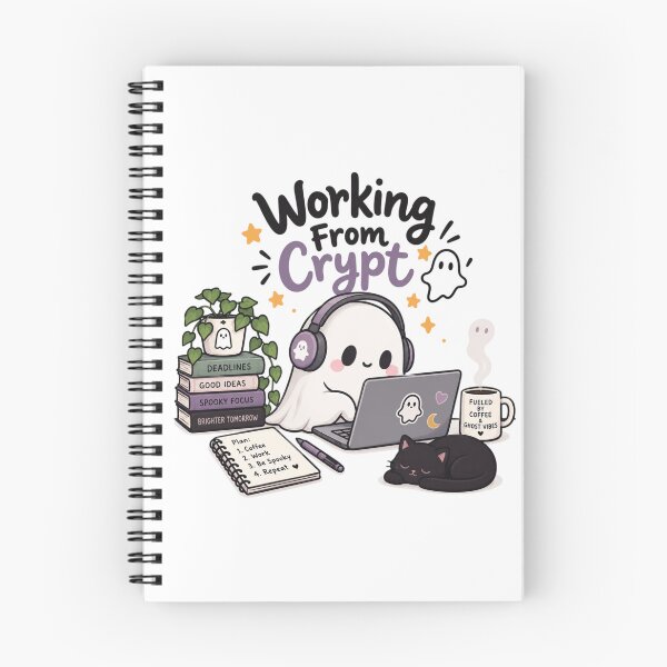 Item preview, Working From Crypt Ghost Laptop Halloween Work From Home Cute Spooky Design designed and sold by Sanika arts .