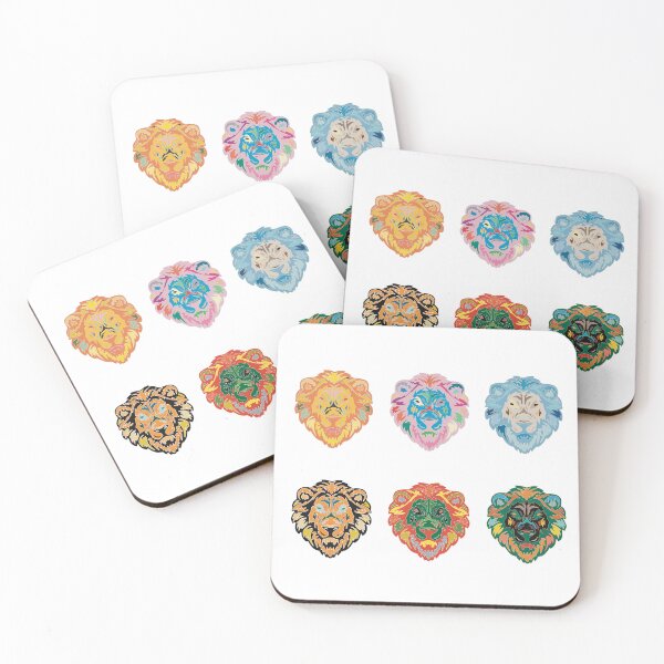 Item preview, Lion Head Set of Six - Abstract Wildlife Line Art designed and sold by iampaulmorris.