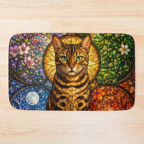 Item preview, The Bengal of the Four Seasons – Miniature stained-glass leopard designed and sold by Pixel Sakura Gallery.