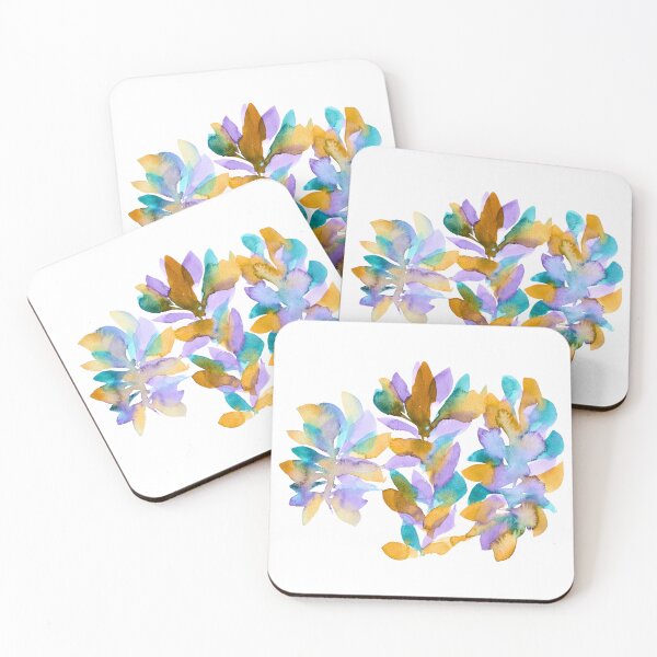 Item preview, Teal Lavender and Ochre Abstract Flowers designed and sold by ArithraStudio.