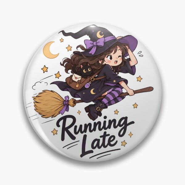 Item preview, Running Late Witch on Broom Funny Halloween Witchy Quote Cute Magical Witch Gift designed and sold by Sanika arts .