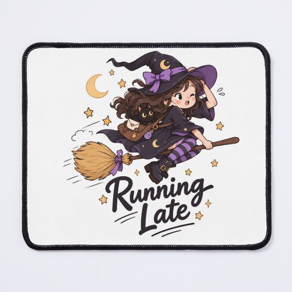 Item preview, Running Late Witch on Broom Funny Halloween Witchy Quote Cute Magical Witch Gift designed and sold by Sanika arts .