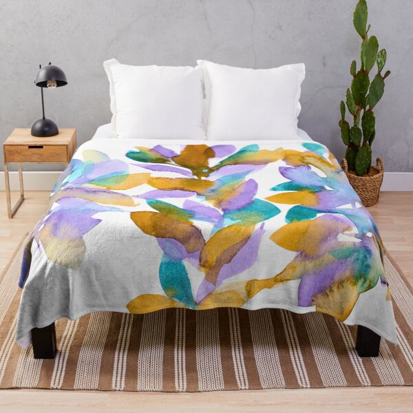 Item preview, Teal Lavender and Ochre Abstract Flowers designed and sold by ArithraStudio.