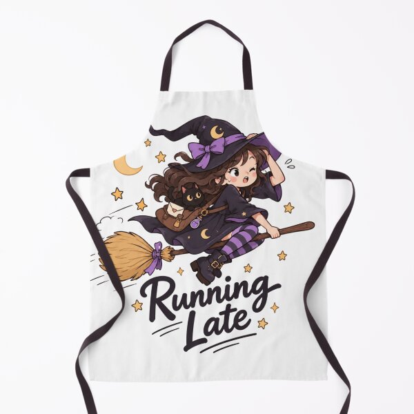 Item preview, Running Late Witch on Broom Funny Halloween Witchy Quote Cute Magical Witch Gift designed and sold by Sanika arts .