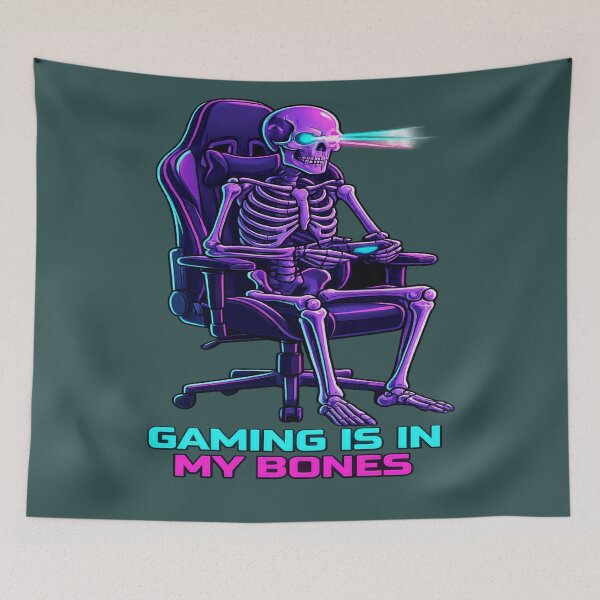 Item preview, Gaming Is In My Bones Skeleton Gamer Neon Art designed and sold by FABIOLA1970.