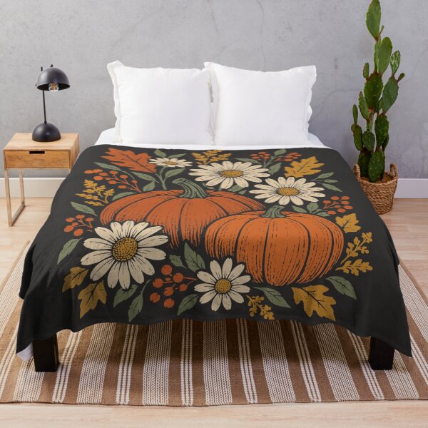 Item preview, Pumpkins Flowers Retro Boho Fall Floral Autumn designed and sold by Y-Vibes.