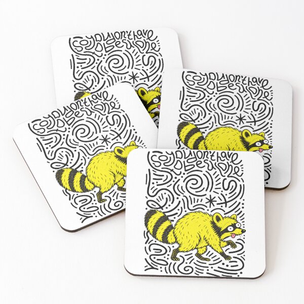 Item preview, Quirky Yellow Raccoon Colorful Doodle Art designed and sold by BrooklynRhodes.