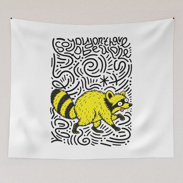Item preview, Quirky Yellow Raccoon Colorful Doodle Art designed and sold by BrooklynRhodes.