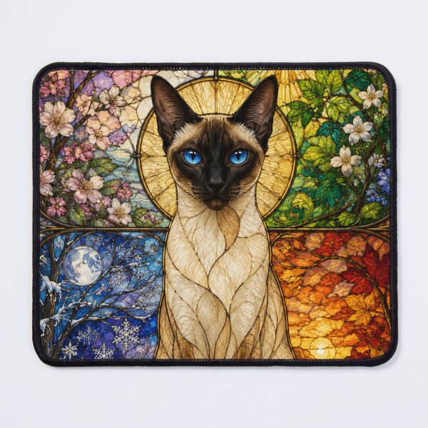 Item preview, The Siamese of the Four Seasons – Sapphire-eyed elegance designed and sold by Pixel Sakura Gallery.