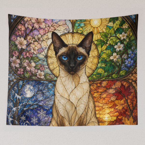 Item preview, The Siamese of the Four Seasons – Sapphire-eyed elegance designed and sold by Pixel Sakura Gallery.