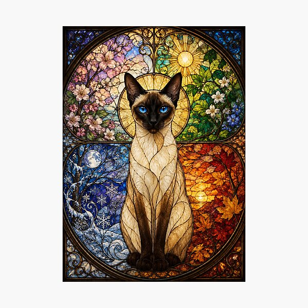 Item preview, The Siamese of the Four Seasons – Sapphire-eyed elegance designed and sold by Pixel Otaku Gallery.