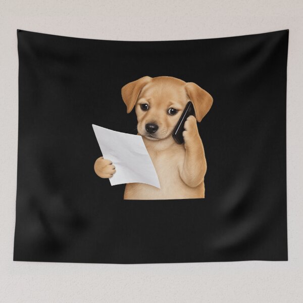 Item preview, Office Puppy Taking a Phone Call designed and sold by elderberry.