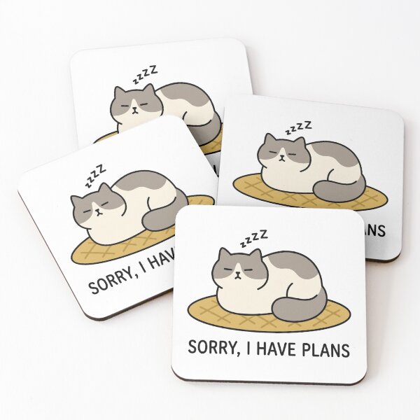 Item preview, Sorry I Have Plans - Lazy Cat Loaf Funny Introvert Homebody Sticker designed and sold by Sunday Social Club.