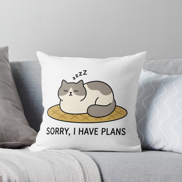 Item preview, Sorry I Have Plans - Lazy Cat Loaf Funny Introvert Homebody Sticker designed and sold by Sunday Social Club.