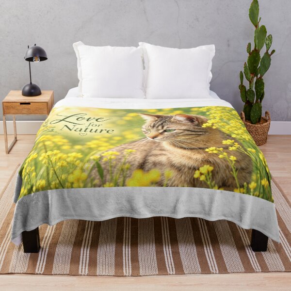 Item preview, Love for Nature – Tabby Cat Among Yellow Wildflowers designed and sold by DansCreations42.