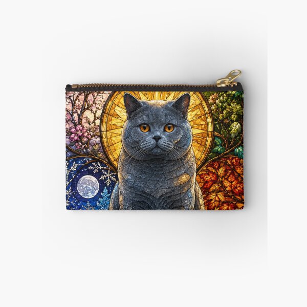 Item preview, The British Shorthair of the Four Seasons – Serenity in stained glass designed and sold by Pixel Otaku Gallery.