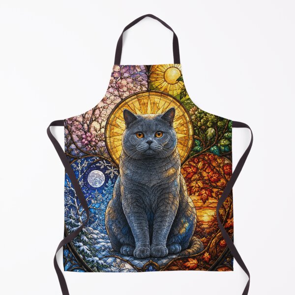 Item preview, The British Shorthair of the Four Seasons – Serenity in stained glass designed and sold by Pixel Sakura Gallery.