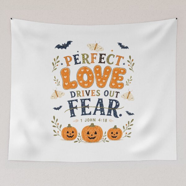 Item preview, Perfect Love Drives Out Fear – 1 John 4:18 Christian Halloween Design designed and sold by looplandger.