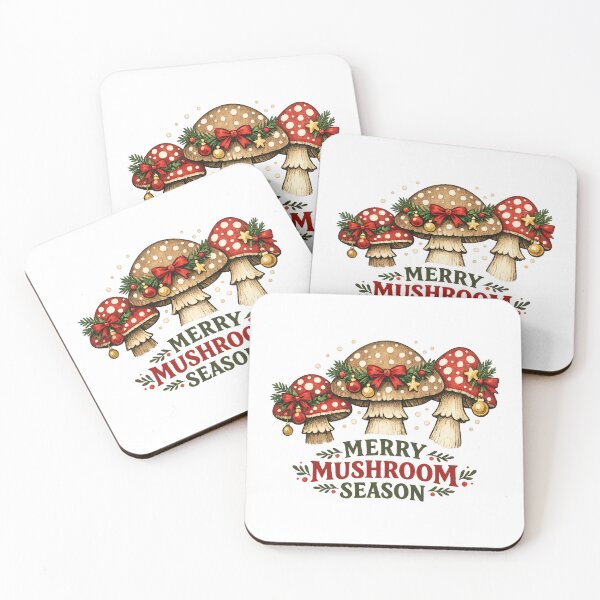 Item preview, Merry Mushroom Season Woodland Christmas Folk Art Gift  designed and sold by Artycom.
