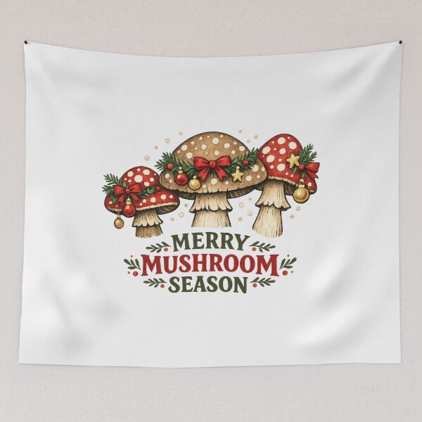 Item preview, Merry Mushroom Season Woodland Christmas Folk Art Gift  designed and sold by Artycom.