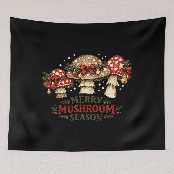 Item preview, Merry Mushroom Season Woodland Christmas Folk Art Gift  designed and sold by Artycom.