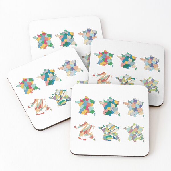 Item preview, France Map Set of Six - Colourful Regions Line Art designed and sold by iampaulmorris.