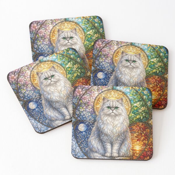 Item preview, The Persian of the Four Seasons – A feline of light in stained glass designed and sold by Pixel Otaku Gallery.