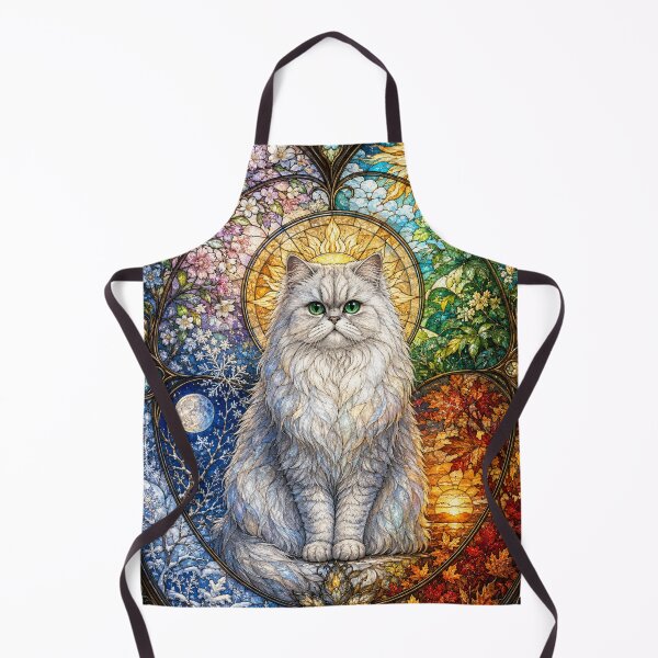 Item preview, The Persian of the Four Seasons – A feline of light in stained glass designed and sold by Pixel Sakura Gallery.