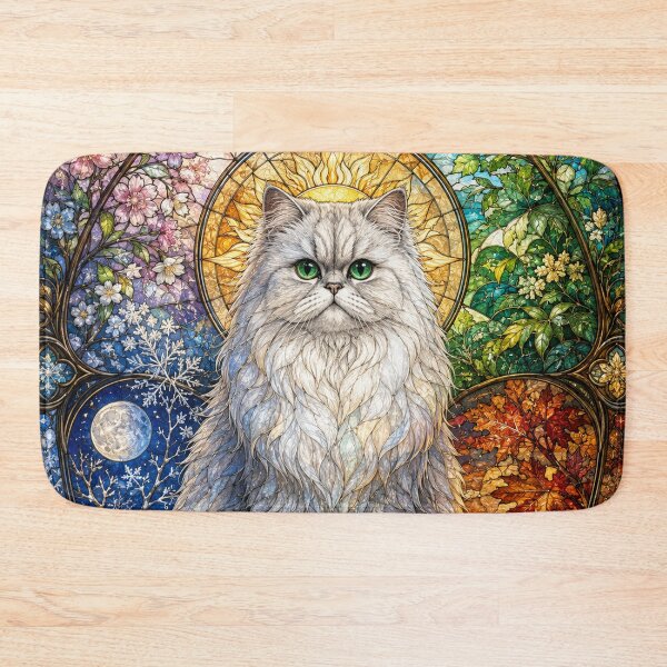 Item preview, The Persian of the Four Seasons – A feline of light in stained glass designed and sold by Pixel Otaku Gallery.