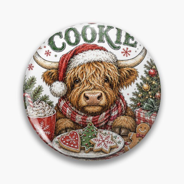 Item preview, Christmas Cookie Highland Cow Holiday Charm designed and sold by DYAFLK.