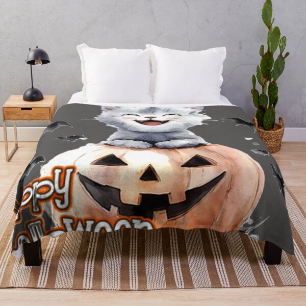 Item preview, happy halloween kitten pumpkin colorful typographic halloween design designed and sold by SmashingDeals.